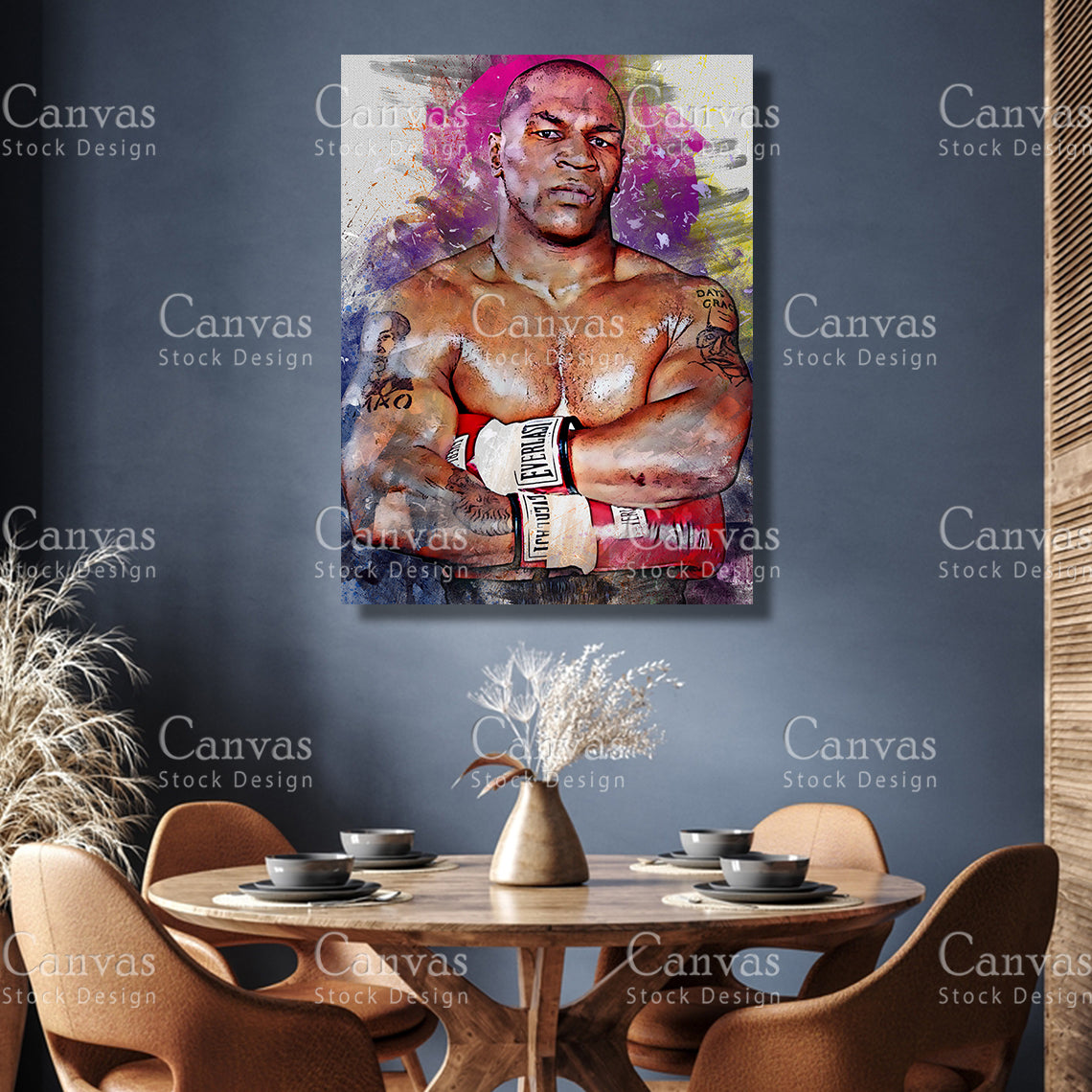 Mike Tyson Canvas Frame, Kids Wall Decor, Boxing Fan, Man Cave Gift for Him - Her, Sports Canvas Wall Art