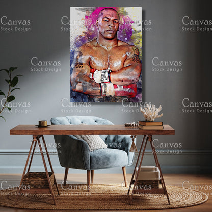 Mike Tyson Canvas Frame, Kids Wall Decor, Boxing Fan, Man Cave Gift for Him - Her, Sports Canvas Wall Art