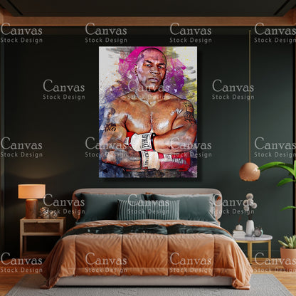 Mike Tyson Canvas Frame, Kids Wall Decor, Boxing Fan, Man Cave Gift for Him - Her, Sports Canvas Wall Art