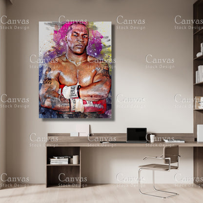 Mike Tyson Canvas Frame, Kids Wall Decor, Boxing Fan, Man Cave Gift for Him - Her, Sports Canvas Wall Art