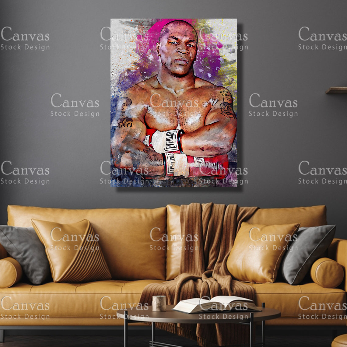 Mike Tyson Canvas Frame, Kids Wall Decor, Boxing Fan, Man Cave Gift for Him - Her, Sports Canvas Wall Art