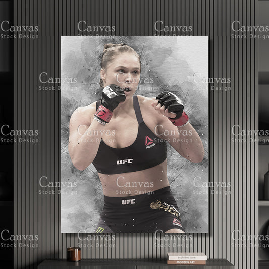 Ronda Rousey Canvas Frame, Kids Wall Decor, Boxing Fan, Man Cave Gift for Him - Her, Sports Canvas Wall Art