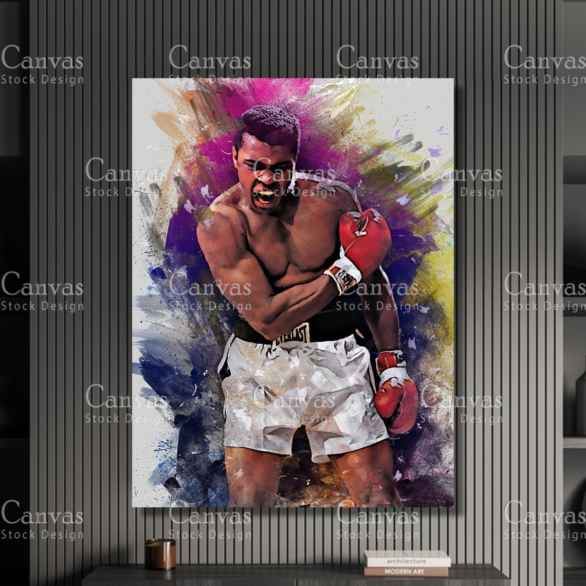 Muhammad Ali Canvas Frame, Kids Wall Decor, Boxing Fan, Man Cave Gift for Him - Her, Sports Canvas Wall Art