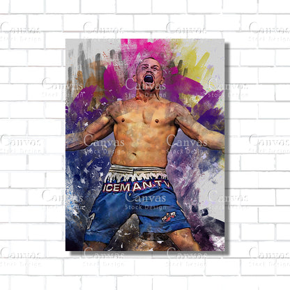 Chuck Liddell Canvas Frame, Kids Wall Decor, Boxing Fan, Man Cave Gift for Him - Her, Sports Canvas Wall Art