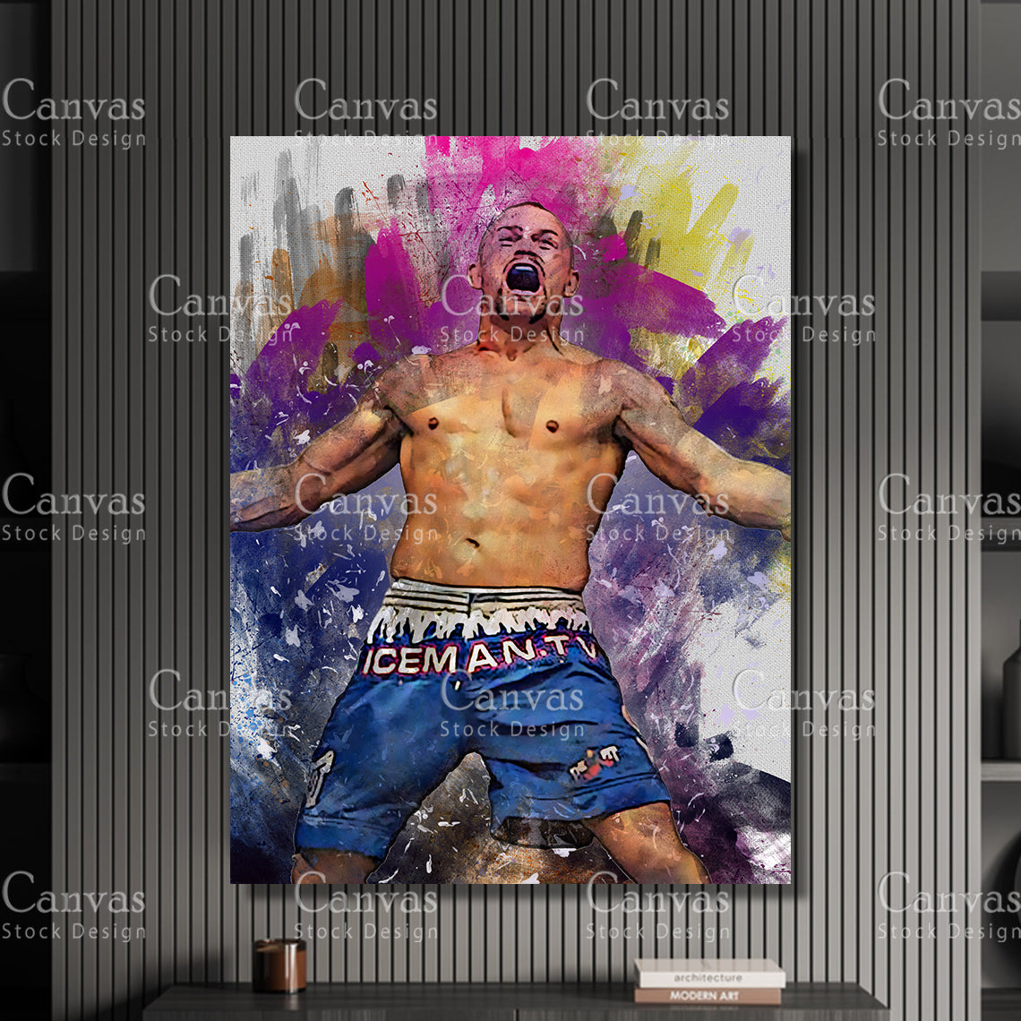 Chuck Liddell Canvas Frame, Kids Wall Decor, Boxing Fan, Man Cave Gift for Him - Her, Sports Canvas Wall Art