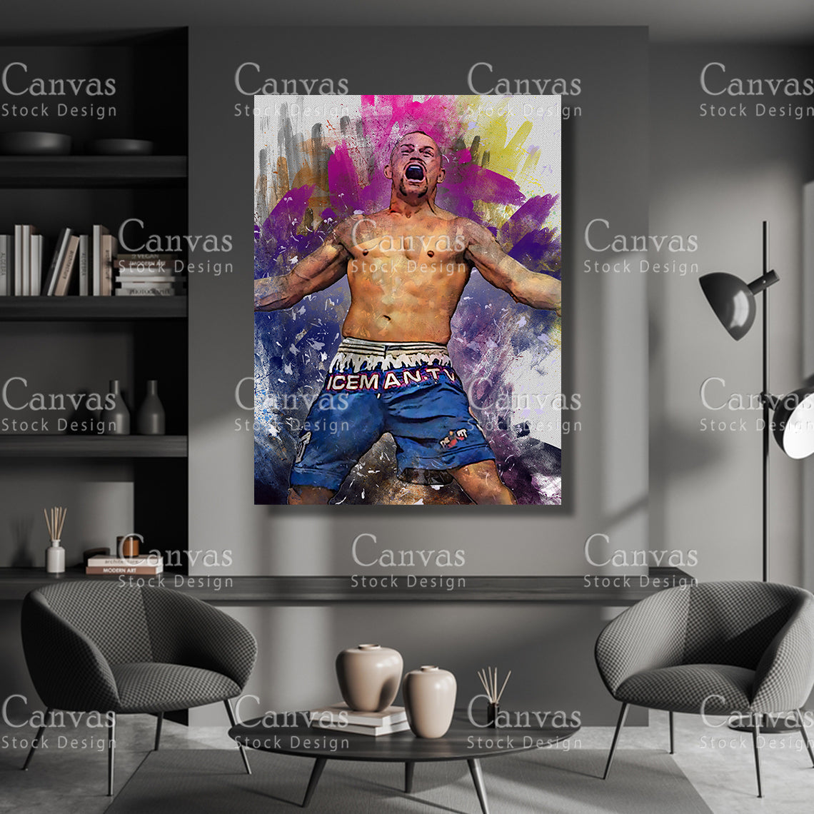 Chuck Liddell Canvas Frame, Kids Wall Decor, Boxing Fan, Man Cave Gift for Him - Her, Sports Canvas Wall Art