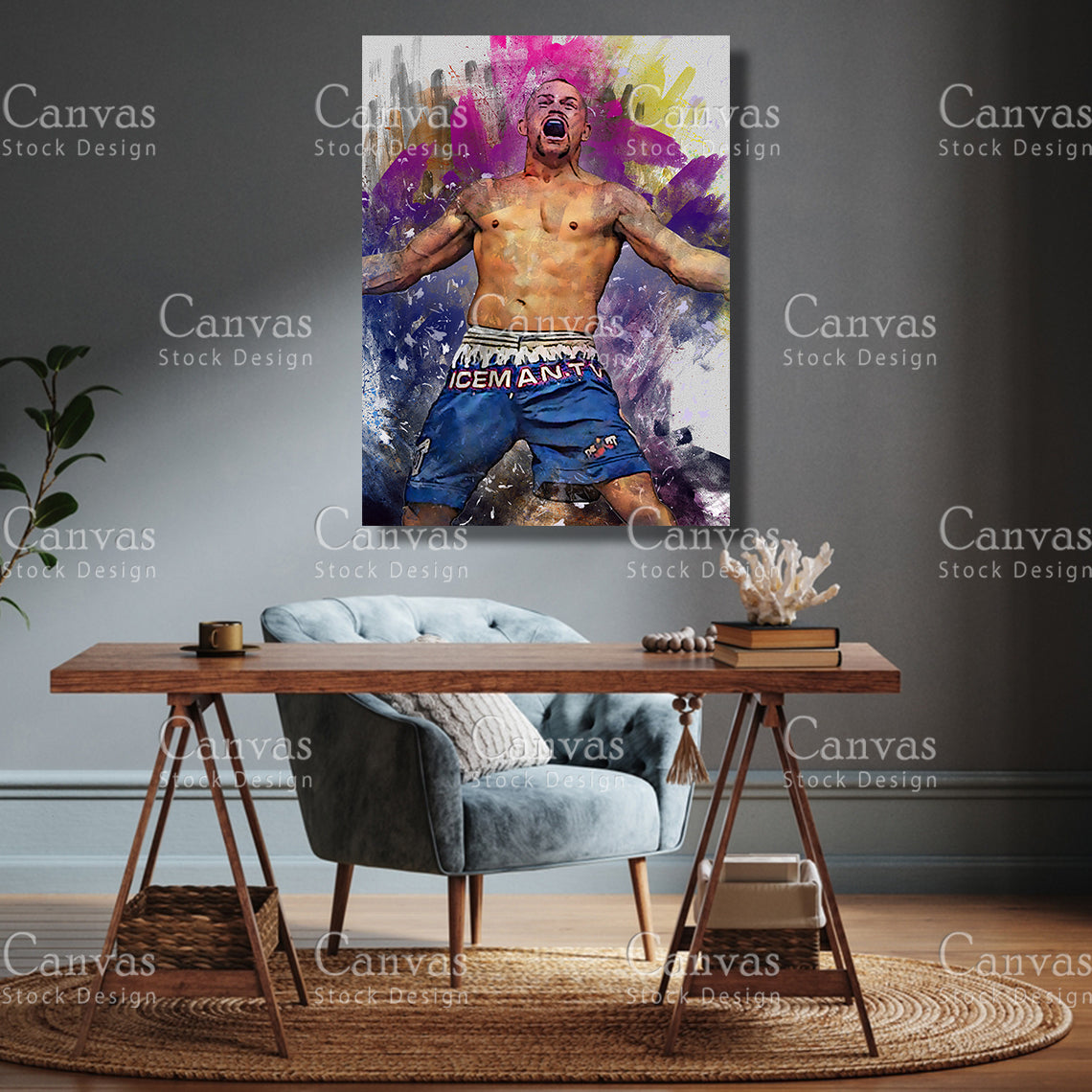 Chuck Liddell Canvas Frame, Kids Wall Decor, Boxing Fan, Man Cave Gift for Him - Her, Sports Canvas Wall Art