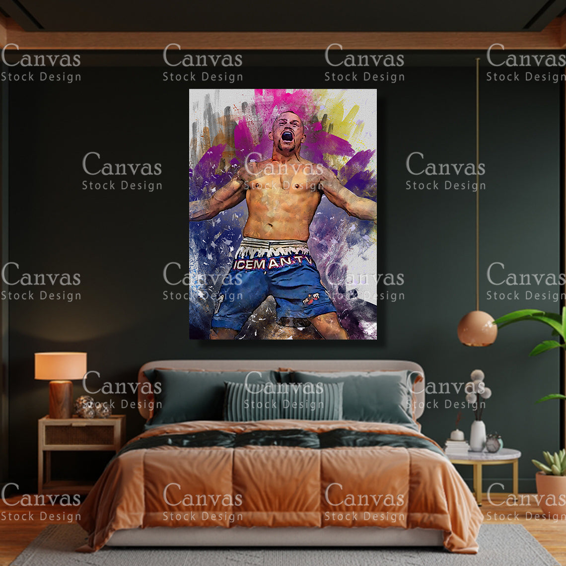 Chuck Liddell Canvas Frame, Kids Wall Decor, Boxing Fan, Man Cave Gift for Him - Her, Sports Canvas Wall Art