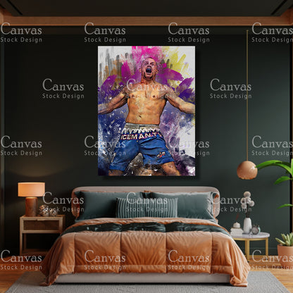 Chuck Liddell Canvas Frame, Kids Wall Decor, Boxing Fan, Man Cave Gift for Him - Her, Sports Canvas Wall Art