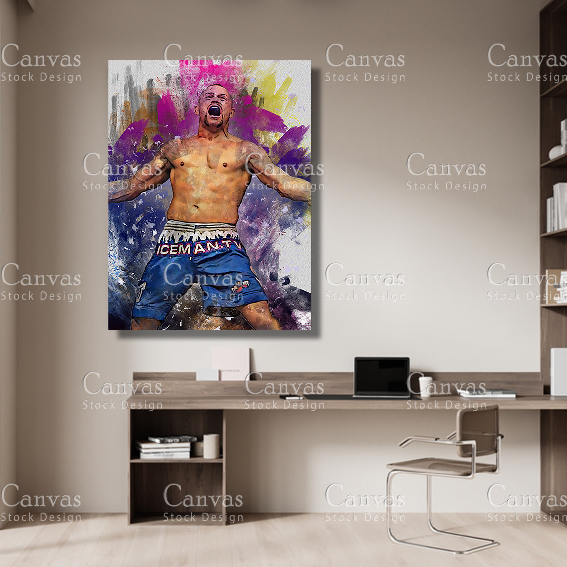 Chuck Liddell Canvas Frame, Kids Wall Decor, Boxing Fan, Man Cave Gift for Him - Her, Sports Canvas Wall Art