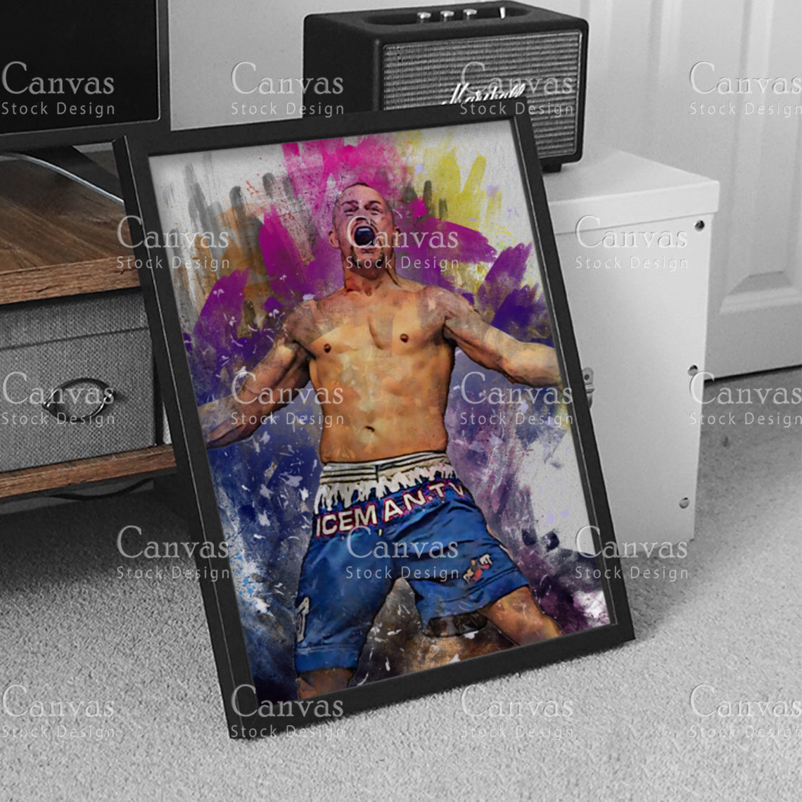 Chuck Liddell Canvas Frame, Kids Wall Decor, Boxing Fan, Man Cave Gift for Him - Her, Sports Canvas Wall Art