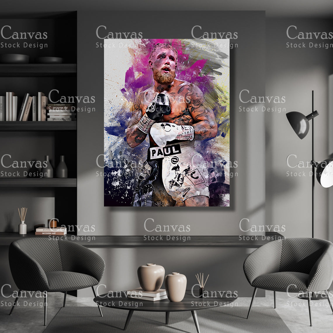 Jake Paul Canvas Frame, Kids Wall Decor, Boxing Fan, Man Cave Gift for Him - Her, Sports Canvas Wall Art