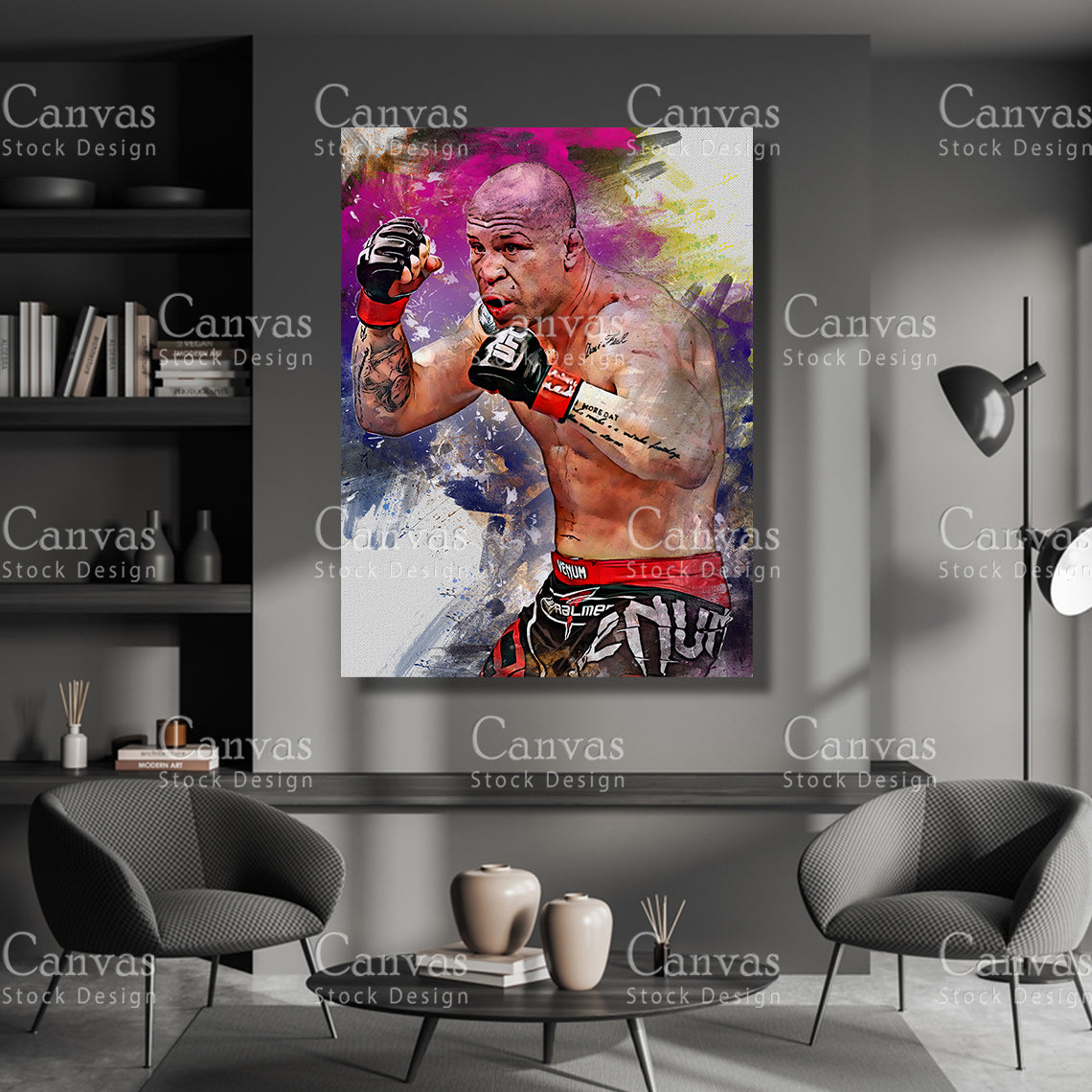 Wanderlei Silva Canvas Frame, Kids Wall Decor, Boxing Fan, Man Cave Gift for Him - Her, Sports Canvas Wall Art