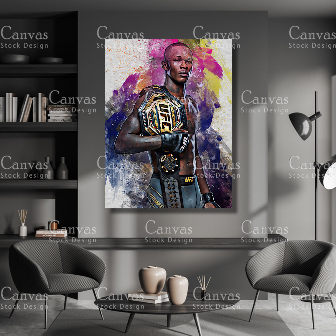 Israel Adesanya Canvas Frame, Kids Wall Decor, Boxing Fan, Man Cave Gift for Him - Her, Sports Canvas Wall Art