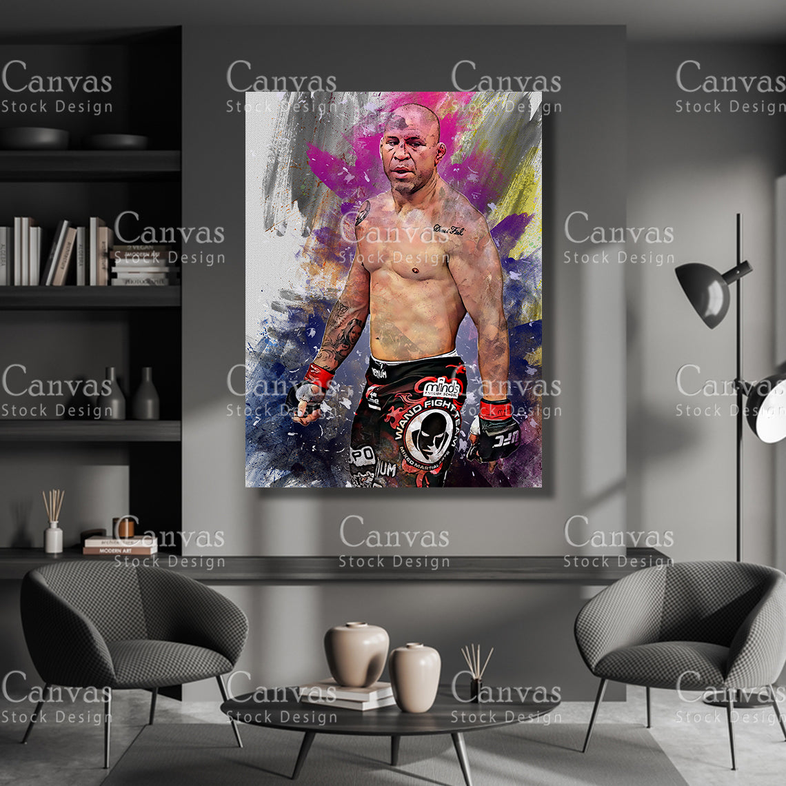 Wanderlei Silva Canvas Frame, Kids Wall Decor, Boxing Fan, Man Cave Gift for Him - Her, Sports Canvas Wall Art