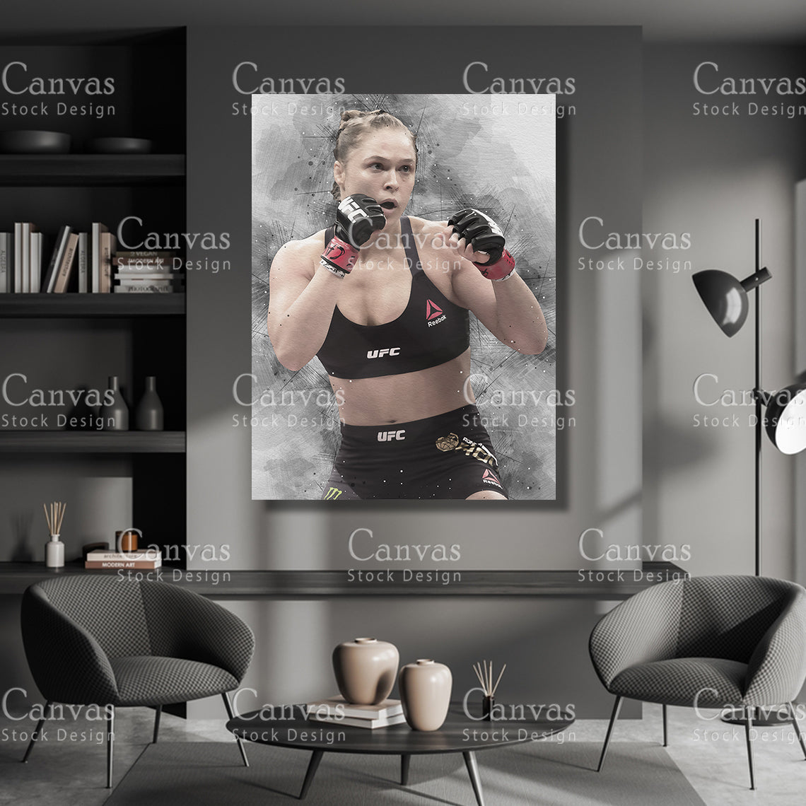 Ronda Rousey Canvas Frame, Kids Wall Decor, Boxing Fan, Man Cave Gift for Him - Her, Sports Canvas Wall Art