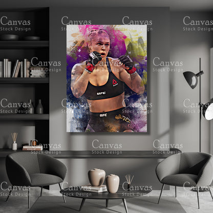 Ronda Rousey Canvas Frame, Kids Wall Decor, Boxing Fan, Man Cave Gift for Him - Her, Sports Canvas Wall Art