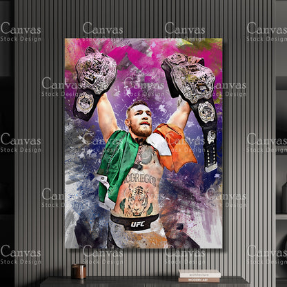 Conor McGregor Canvas Frame, Kids Wall Decor, Boxing Fan, Man Cave Gift for Him - Her, Sports Canvas Wall Art