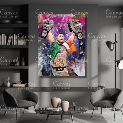 Conor McGregor Canvas Frame, Kids Wall Decor, Boxing Fan, Man Cave Gift for Him - Her, Sports Canvas Wall Art