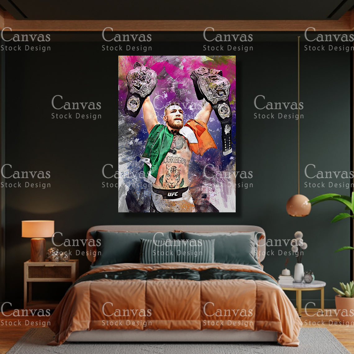 Conor McGregor Canvas Frame, Kids Wall Decor, Boxing Fan, Man Cave Gift for Him - Her, Sports Canvas Wall Art