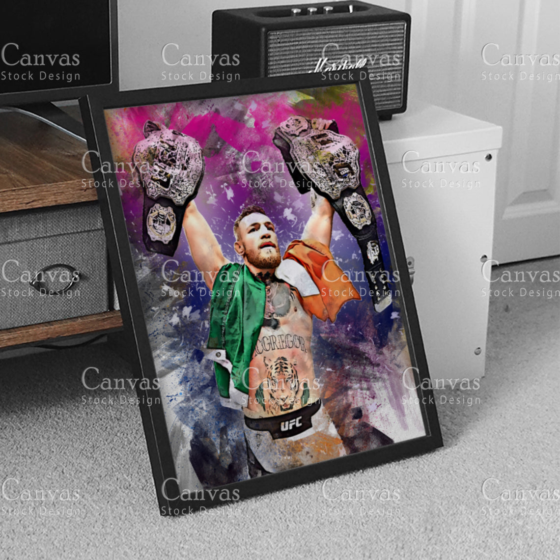 Conor McGregor Canvas Frame, Kids Wall Decor, Boxing Fan, Man Cave Gift for Him - Her, Sports Canvas Wall Art