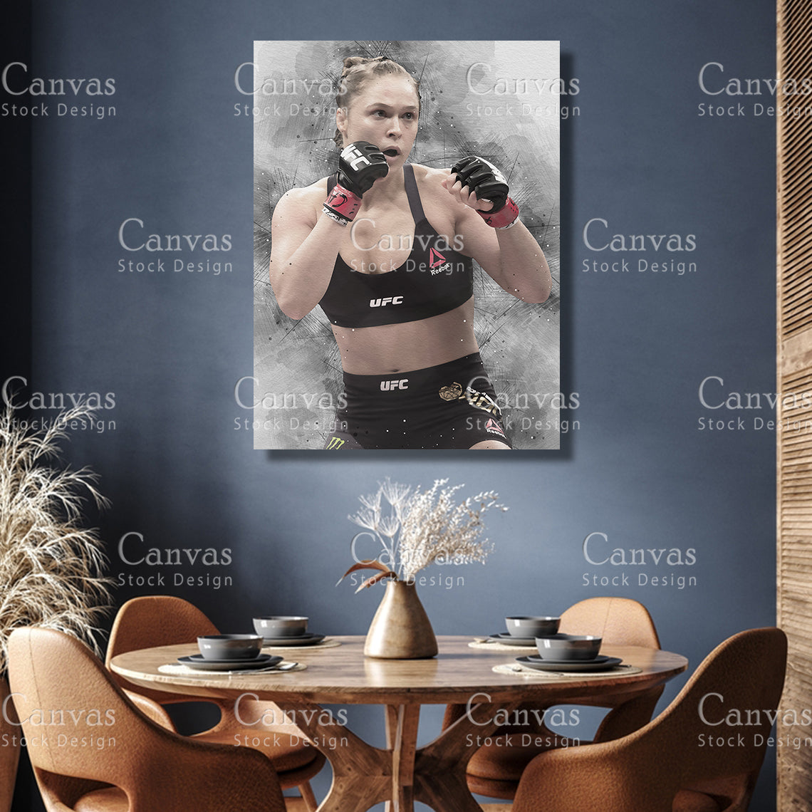 Ronda Rousey Canvas Frame, Kids Wall Decor, Boxing Fan, Man Cave Gift for Him - Her, Sports Canvas Wall Art