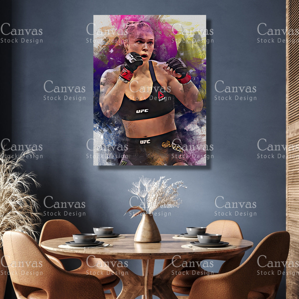 Ronda Rousey Canvas Frame, Kids Wall Decor, Boxing Fan, Man Cave Gift for Him - Her, Sports Canvas Wall Art