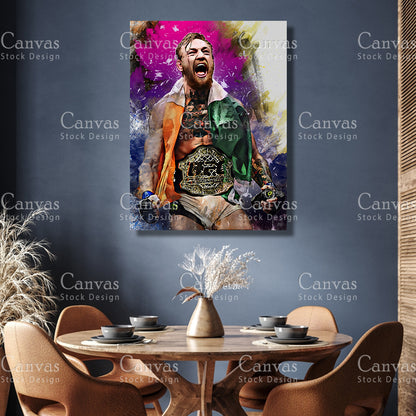 Conor McGregor Canvas Frame, Kids Wall Decor, Boxing Fan, Man Cave Gift for Him - Her, Sports Canvas Wall Art