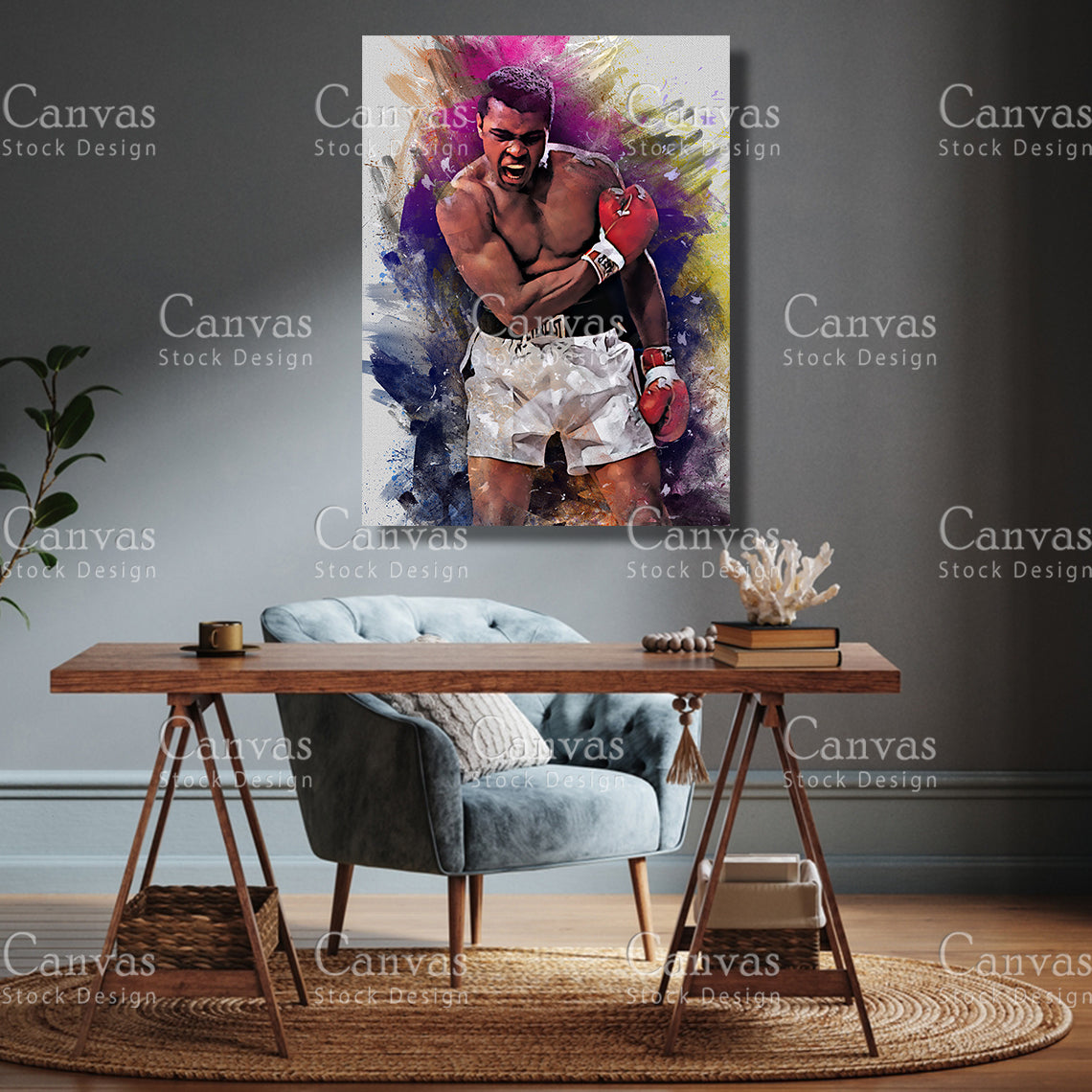 Muhammad Ali Canvas Frame, Kids Wall Decor, Boxing Fan, Man Cave Gift for Him - Her, Sports Canvas Wall Art