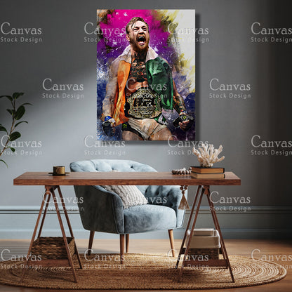 Conor McGregor Canvas Frame, Kids Wall Decor, Boxing Fan, Man Cave Gift for Him - Her, Sports Canvas Wall Art