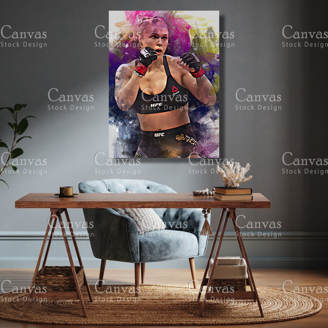 Ronda Rousey Canvas Frame, Kids Wall Decor, Boxing Fan, Man Cave Gift for Him - Her, Sports Canvas Wall Art