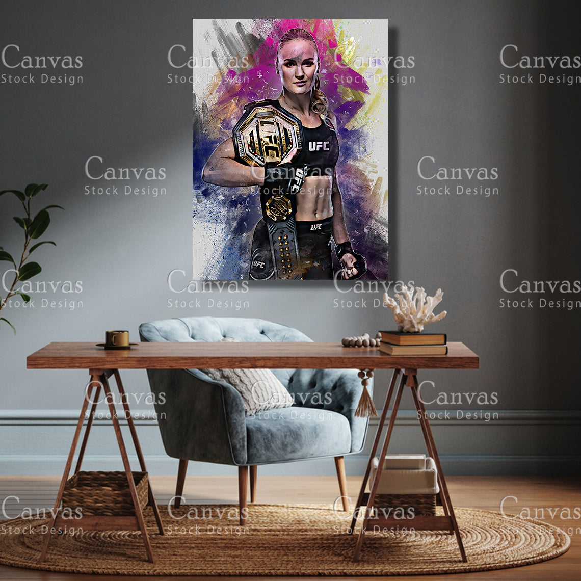 Valentina Shevchenko Canvas Frame, Kids Wall Decor, Boxing Fan, Man Cave Gift for Him - Her, Sports Canvas Wall Art