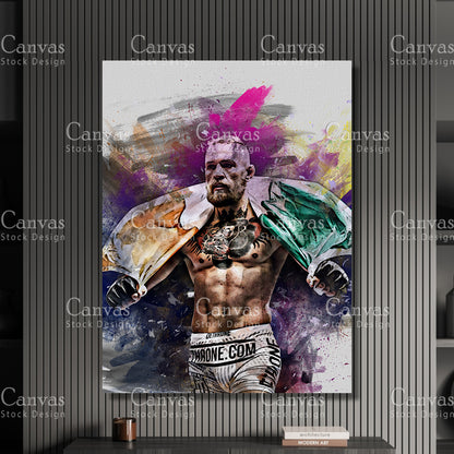 Conor McGregor Canvas Frame, Kids Wall Decor, Boxing Fan, Man Cave Gift for Him - Her, Sports Canvas Wall Art