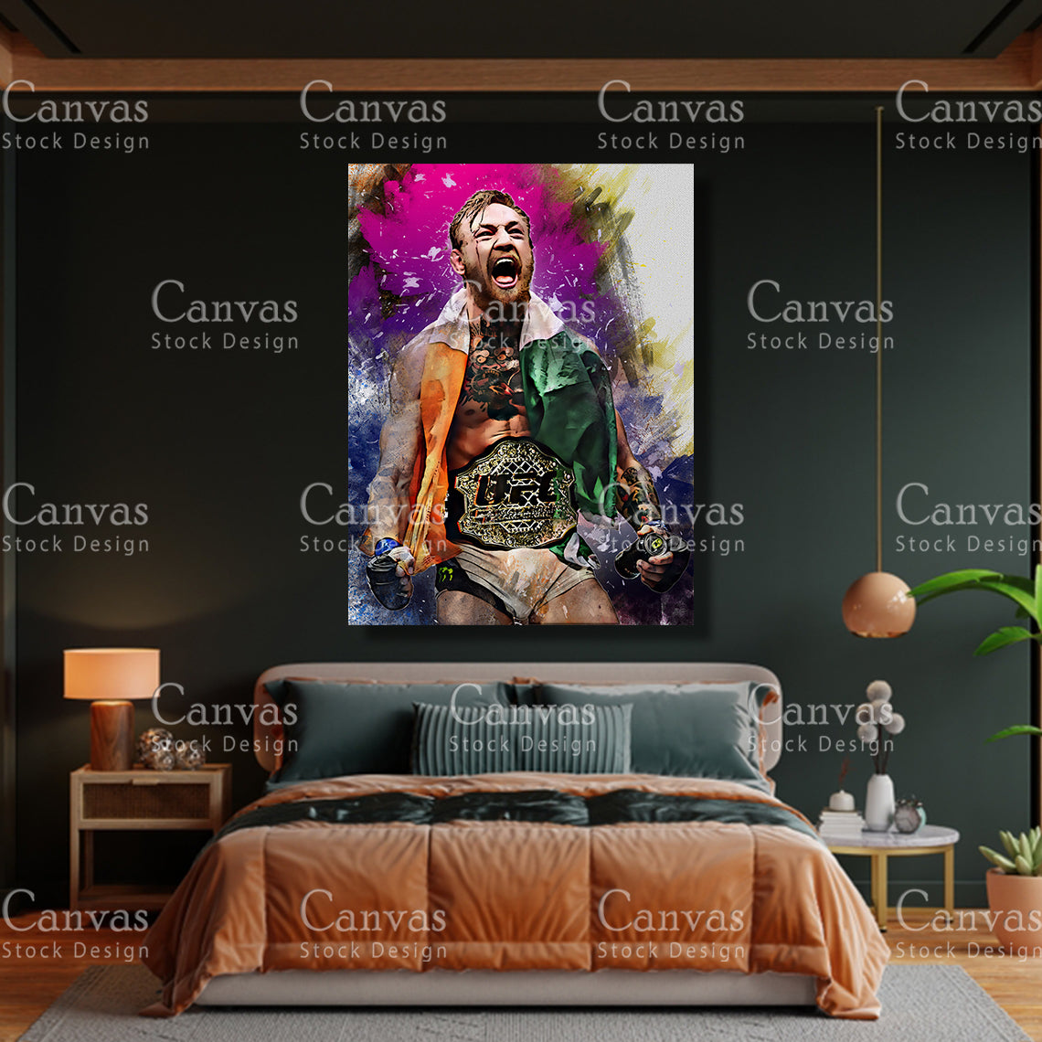 Conor McGregor Canvas Frame, Kids Wall Decor, Boxing Fan, Man Cave Gift for Him - Her, Sports Canvas Wall Art