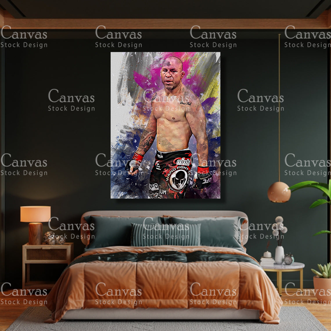 Wanderlei Silva Canvas Frame, Kids Wall Decor, Boxing Fan, Man Cave Gift for Him - Her, Sports Canvas Wall Art