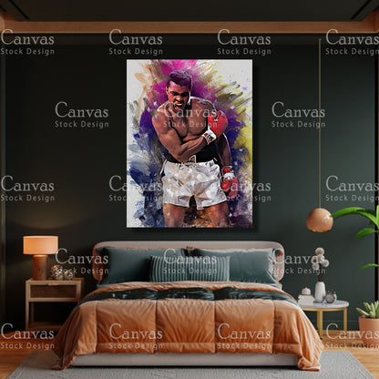 Muhammad Ali Canvas Frame, Kids Wall Decor, Boxing Fan, Man Cave Gift for Him - Her, Sports Canvas Wall Art