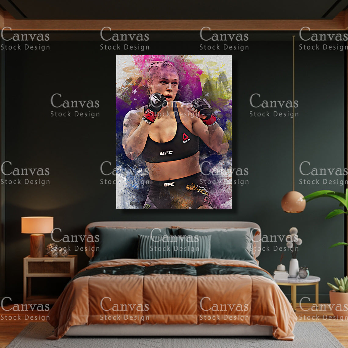 Ronda Rousey Canvas Frame, Kids Wall Decor, Boxing Fan, Man Cave Gift for Him - Her, Sports Canvas Wall Art