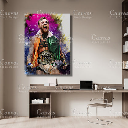 Conor McGregor Canvas Frame, Kids Wall Decor, Boxing Fan, Man Cave Gift for Him - Her, Sports Canvas Wall Art