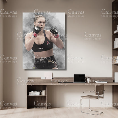 Ronda Rousey Canvas Frame, Kids Wall Decor, Boxing Fan, Man Cave Gift for Him - Her, Sports Canvas Wall Art