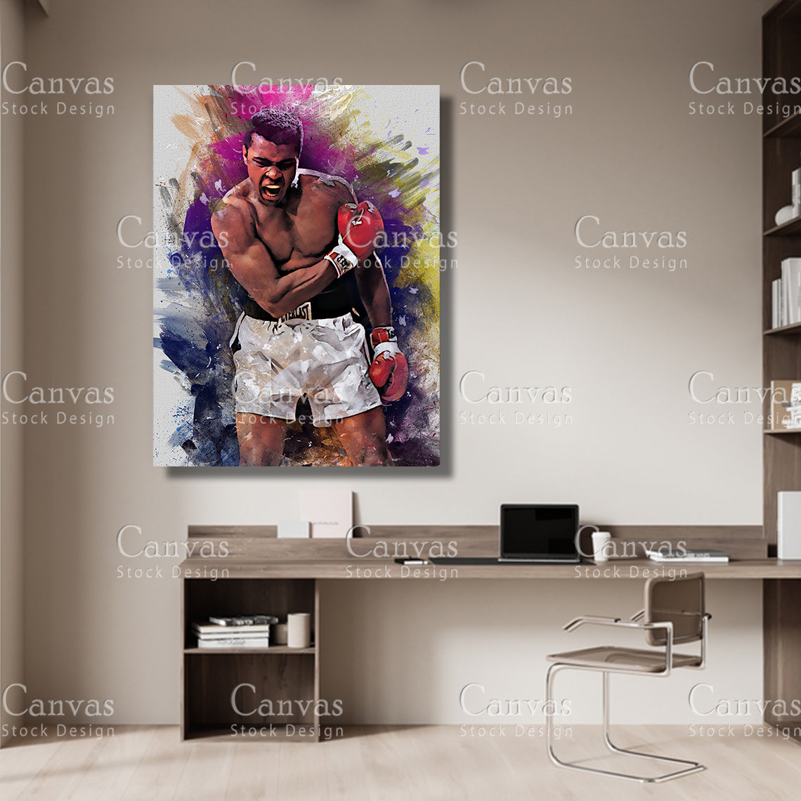 Muhammad Ali Canvas Frame, Kids Wall Decor, Boxing Fan, Man Cave Gift for Him - Her, Sports Canvas Wall Art