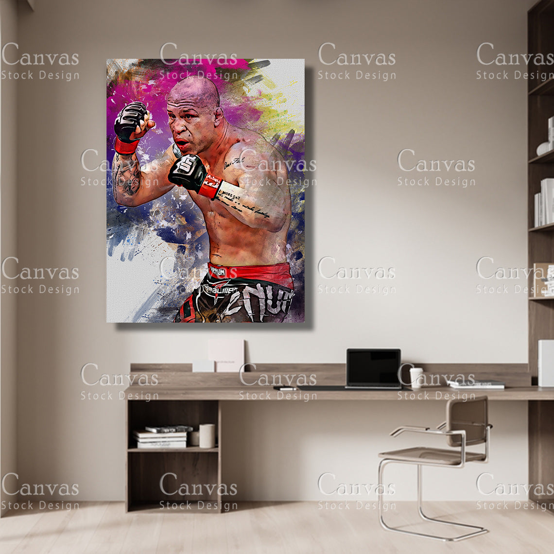 Wanderlei Silva Canvas Frame, Kids Wall Decor, Boxing Fan, Man Cave Gift for Him - Her, Sports Canvas Wall Art