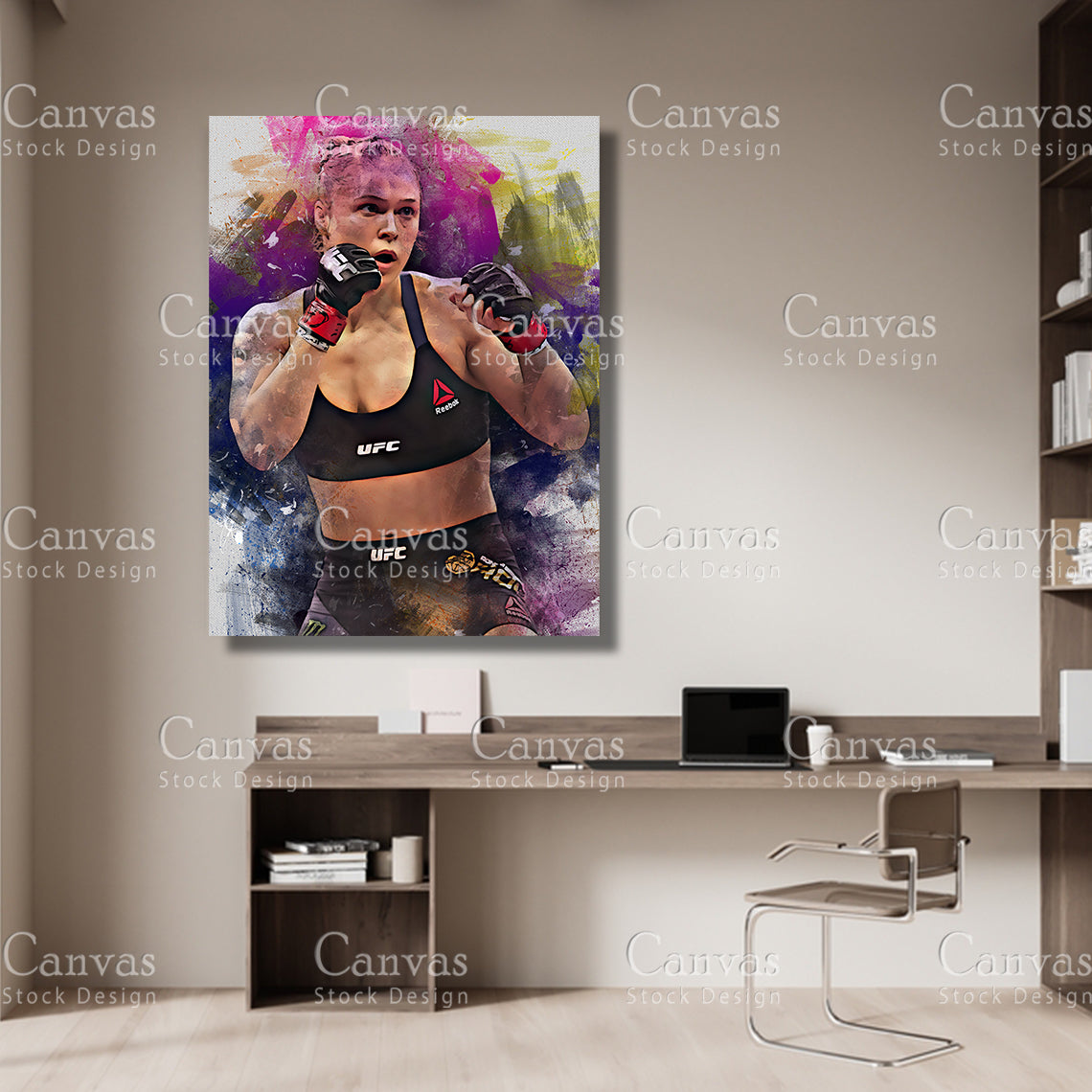 Ronda Rousey Canvas Frame, Kids Wall Decor, Boxing Fan, Man Cave Gift for Him - Her, Sports Canvas Wall Art