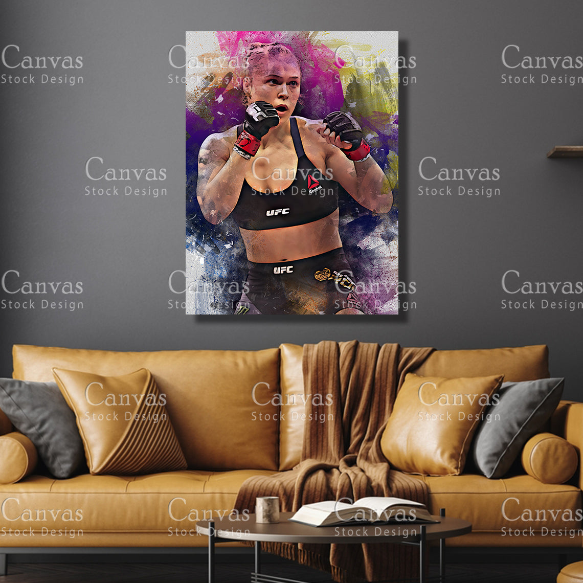 Ronda Rousey Canvas Frame, Kids Wall Decor, Boxing Fan, Man Cave Gift for Him - Her, Sports Canvas Wall Art