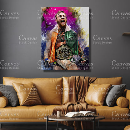 Conor McGregor Canvas Frame, Kids Wall Decor, Boxing Fan, Man Cave Gift for Him - Her, Sports Canvas Wall Art