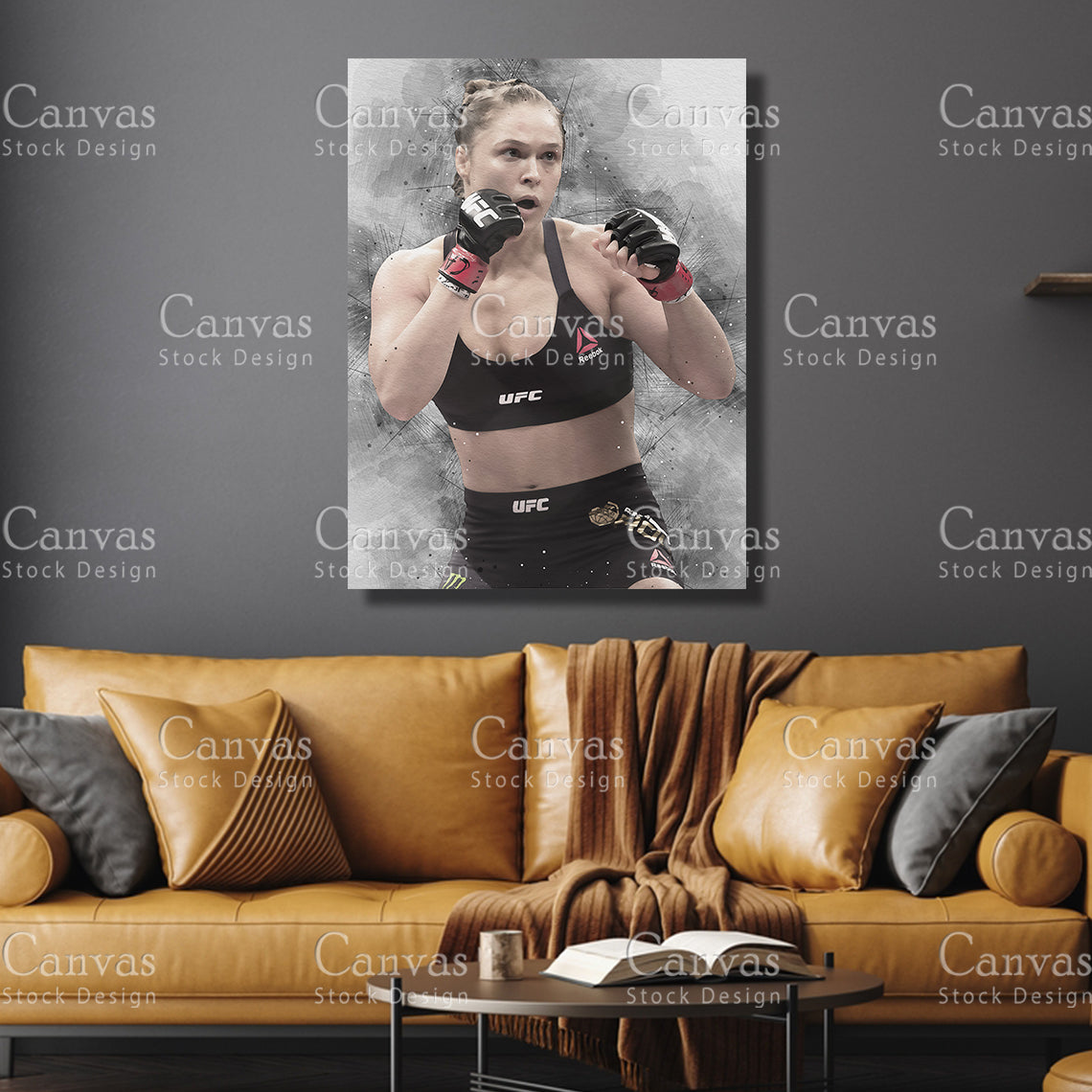 Ronda Rousey Canvas Frame, Kids Wall Decor, Boxing Fan, Man Cave Gift for Him - Her, Sports Canvas Wall Art