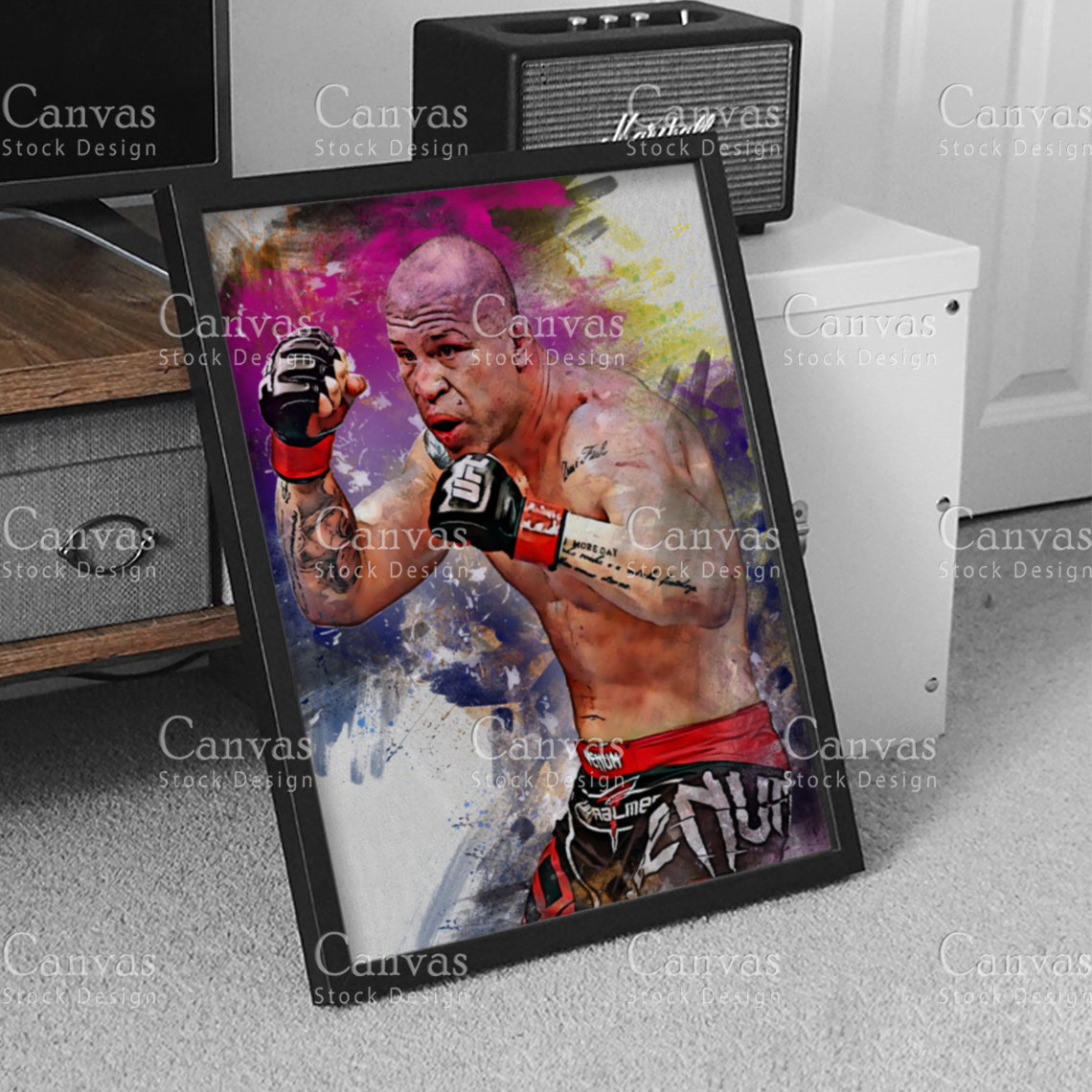 Wanderlei Silva Canvas Frame, Kids Wall Decor, Boxing Fan, Man Cave Gift for Him - Her, Sports Canvas Wall Art