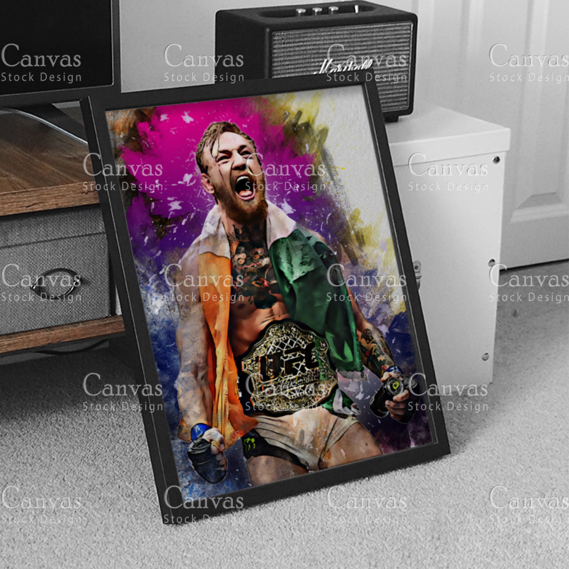 Conor McGregor Canvas Frame, Kids Wall Decor, Boxing Fan, Man Cave Gift for Him - Her, Sports Canvas Wall Art