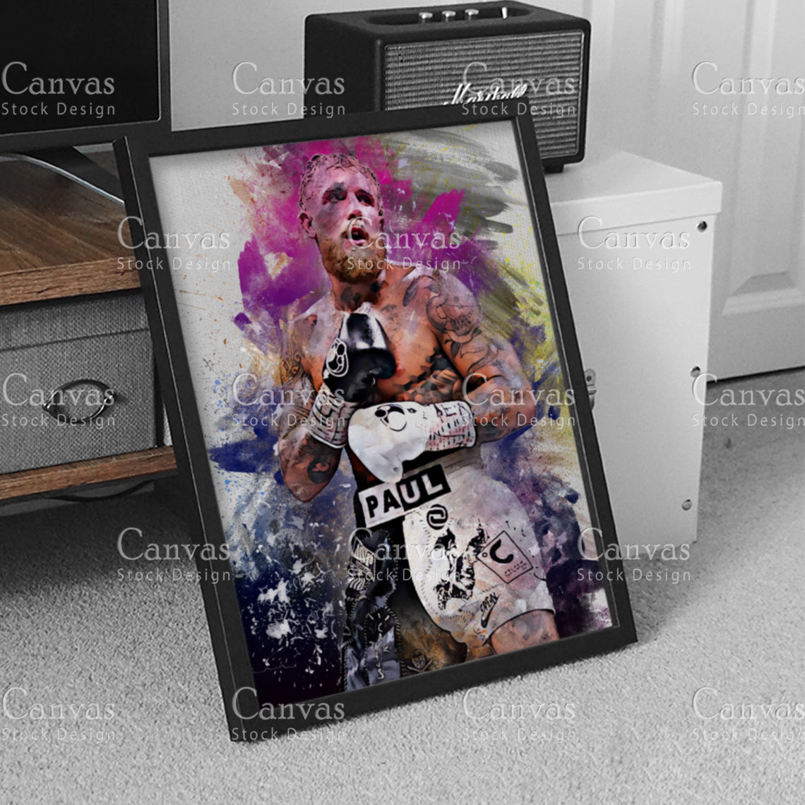 Jake Paul Canvas Frame, Kids Wall Decor, Boxing Fan, Man Cave Gift for Him - Her, Sports Canvas Wall Art