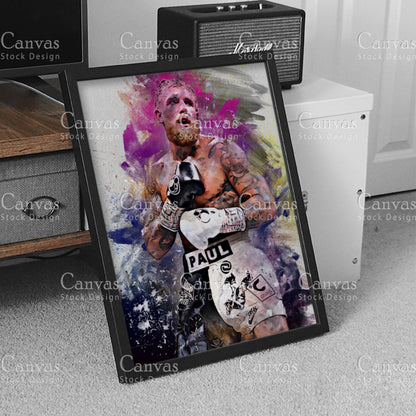 Jake Paul Canvas Frame, Kids Wall Decor, Boxing Fan, Man Cave Gift for Him - Her, Sports Canvas Wall Art