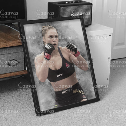 Ronda Rousey Canvas Frame, Kids Wall Decor, Boxing Fan, Man Cave Gift for Him - Her, Sports Canvas Wall Art